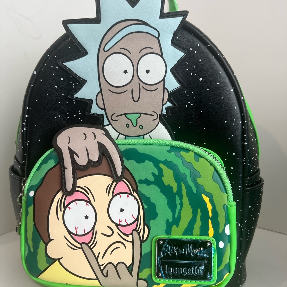 Loungefly Rick and Morty Black and Green Backpack